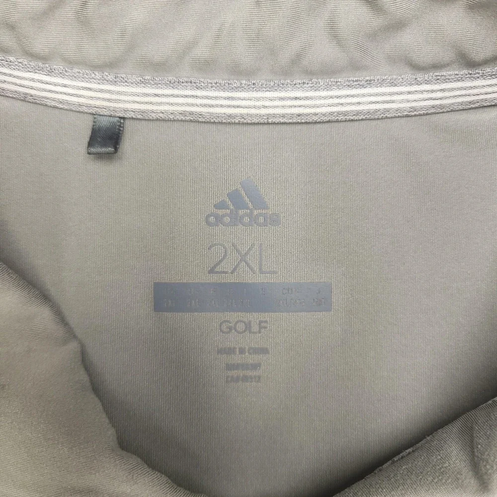 Adidas Golf Polo Shirt Mens 2XL Gray White Stripe Champions Run Golf Performance
